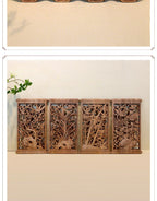 1 Pc Chinese Woodcarving Decorative Painting Meilan Bamboo Chrysanthemum Wood Carving Crafts Home Furnishing Decorations