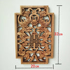 1pc Rectangular Wood Carving Crafts Solid Wood Hollow Lotus Flower Decal Living Room Decoration Chinese Style Home Accessories