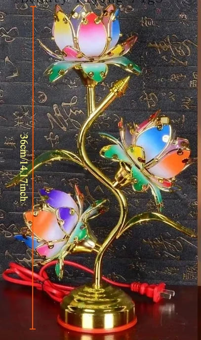 Colorful Petal Lotus candle stick Temple Power Supply Table Lamp