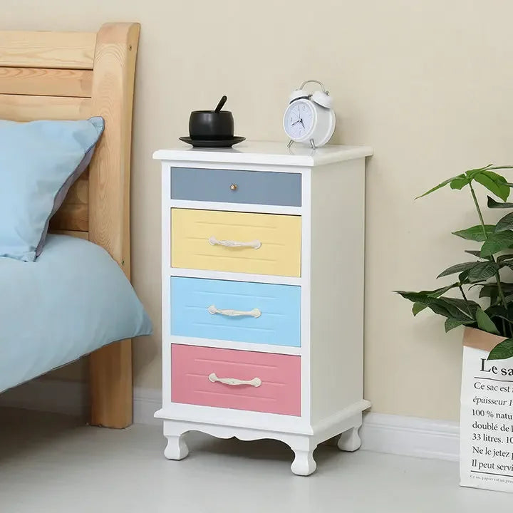 American Color Solid Wood Nightstand Small Size Seam Storage Cabinet Bedroom Drawer Type Narrow Cabinet Wood Chest Of Drawers