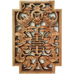 1pc Rectangular Wood Carving Crafts Solid Wood Hollow Lotus Flower Decal Living Room Decoration Chinese Style Home Accessories