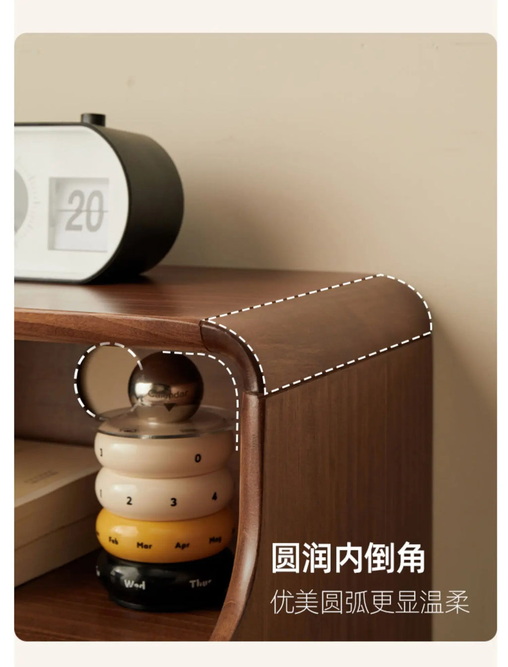 Solid Wood Bedside Table  Modern Small Nightstand with Rounded Corners Multi-Layer Storage Shelf Durable Eco-Friendly   Bedroom