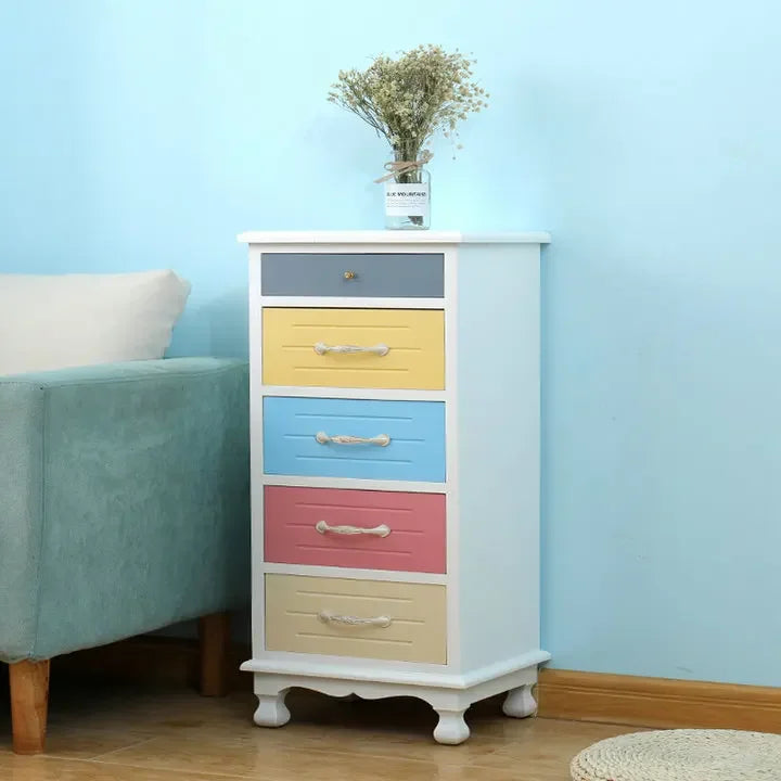 American Color Solid Wood Nightstand Small Size Seam Storage Cabinet Bedroom Drawer Type Narrow Cabinet Wood Chest Of Drawers