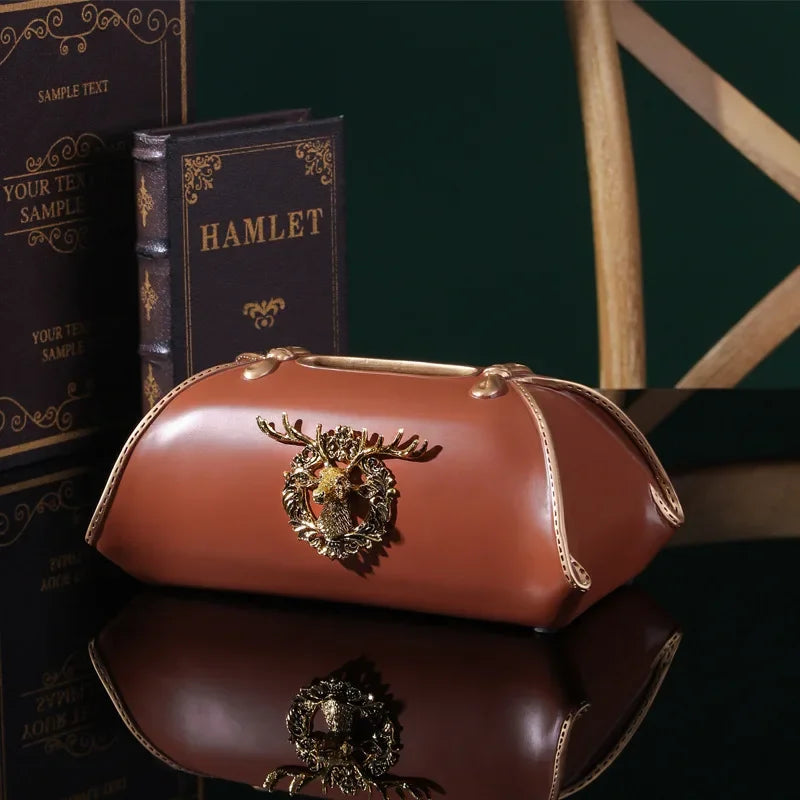 American Resin Tissue Box Light Luxury Simple European Creative Paper Decorative Ornaments for Living Room Coffee Dining Table