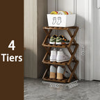 2-9 Tiers Bamboo Shoe Rack Without Installation Small Shoe Rack, Foldable Shoe Storage Rack, Shoe Organizer for Entryway