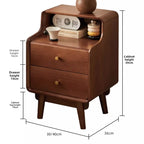 Solid Wood Bedside Table  Modern Small Nightstand with Rounded Corners Multi-Layer Storage Shelf Durable Eco-Friendly   Bedroom