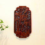 1 Pc Chinese Woodcarving Decorative Painting Meilan Bamboo Chrysanthemum Wood Carving Crafts Home Furnishing Decorations