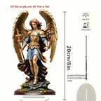 Archangel Michael statue ornament, golden winged guardian angel holding sword, religious home and office decora, classicornament