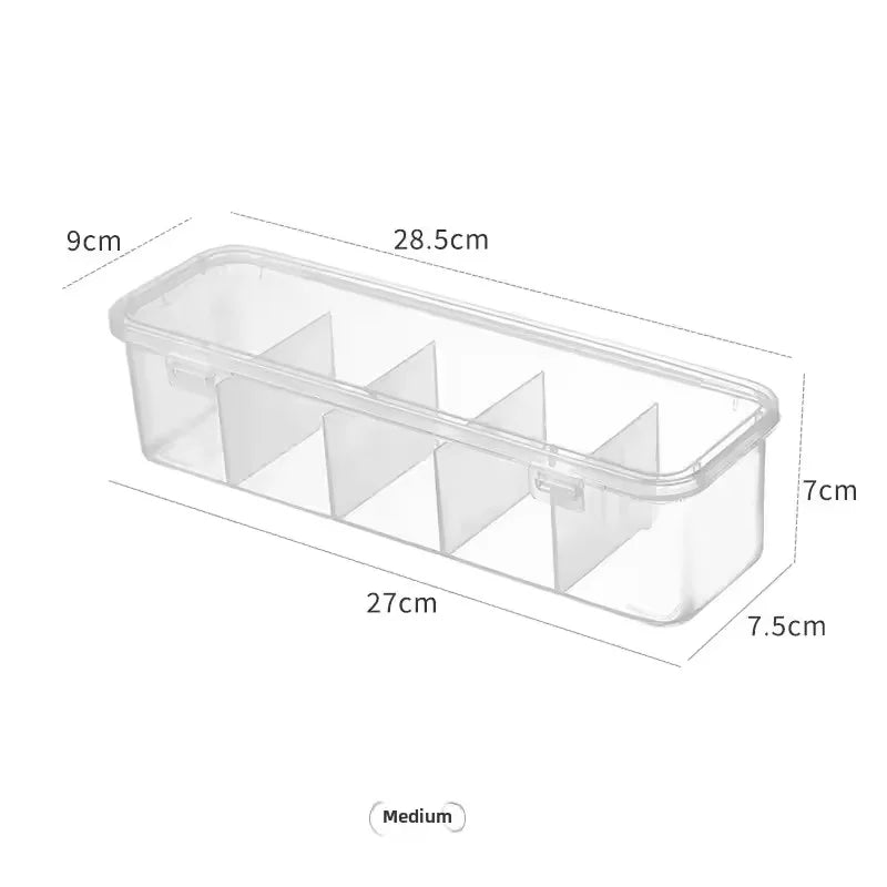 1pc Clear Desktop Cable Organizer Box with Lid, Dustproof with Dividers for Cords Chargers Cards, Declutter Your Space