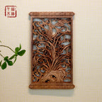 1 Pc Chinese Woodcarving Decorative Painting Meilan Bamboo Chrysanthemum Wood Carving Crafts Home Furnishing Decorations