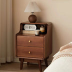 Solid Wood Bedside Table  Modern Small Nightstand with Rounded Corners Multi-Layer Storage Shelf Durable Eco-Friendly   Bedroom