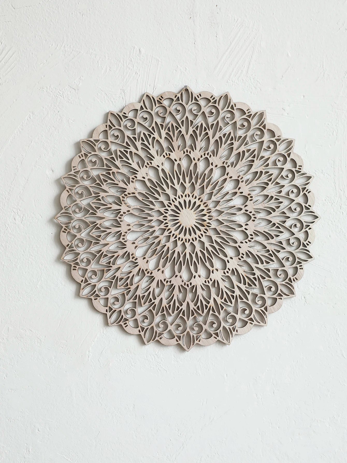 Wooden Mandala Art Wall Hanging Boho Chic Home Decorative White Hanging Wall Decor Crafts for Bedroom Living Room Study Room