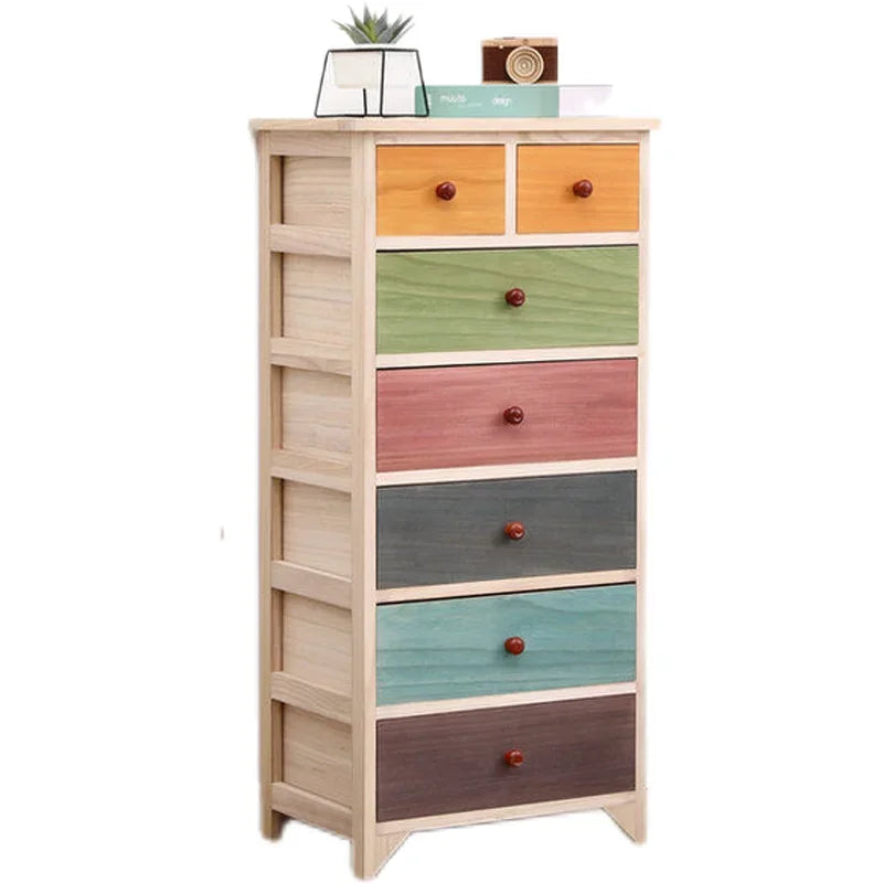 American Color Solid Wood Nightstand Small Size Seam Storage Cabinet Bedroom Drawer Type Narrow Cabinet Wood Chest Of Drawers