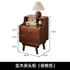 Solid Wood Bedside Table  Modern Small Nightstand with Rounded Corners Multi-Layer Storage Shelf Durable Eco-Friendly   Bedroom