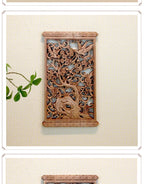 1 Pc Chinese Woodcarving Decorative Painting Meilan Bamboo Chrysanthemum Wood Carving Crafts Home Furnishing Decorations
