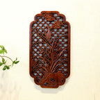 1 Pc Chinese Woodcarving Decorative Painting Meilan Bamboo Chrysanthemum Wood Carving Crafts Home Furnishing Decorations