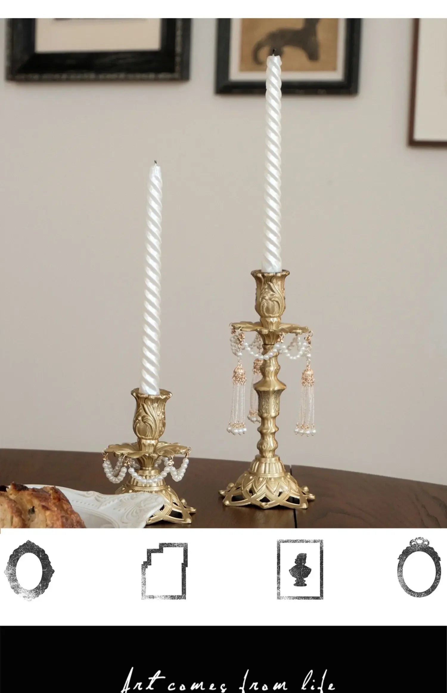 French Ornament, Jia'angli Brass Carving, American Antique Wax Candle Holder, Home Decoration, Classic Decor Piece