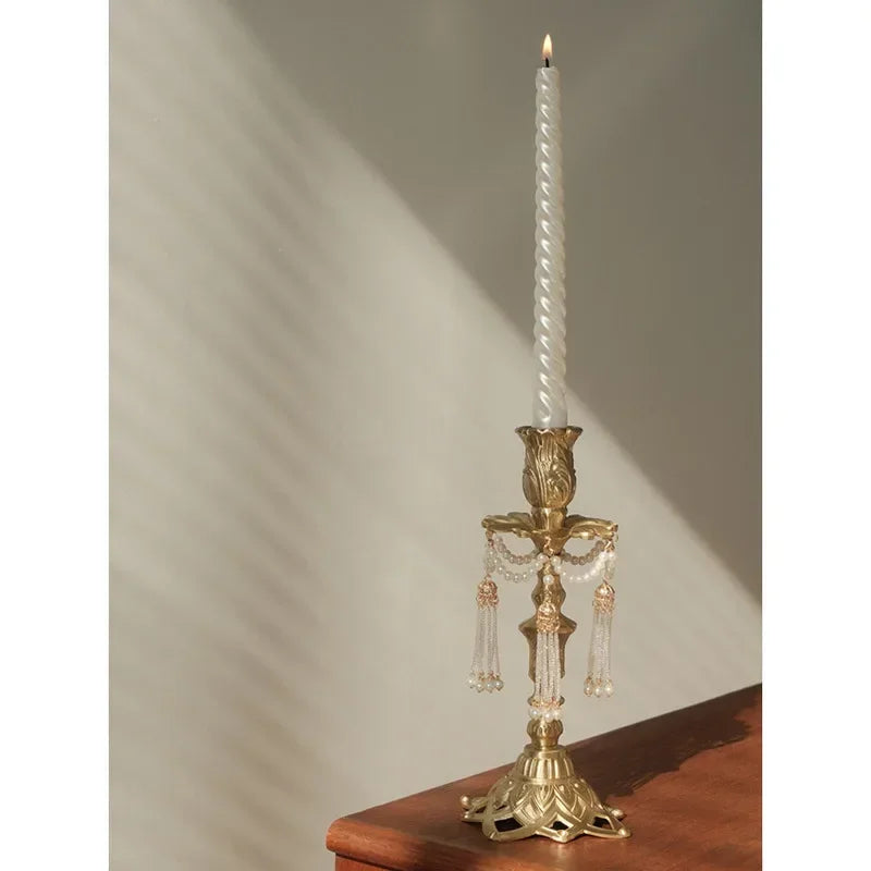 French Ornament, Jia'angli Brass Carving, American Antique Wax Candle Holder, Home Decoration, Classic Decor Piece