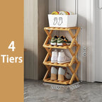 2-9 Tiers Bamboo Shoe Rack Without Installation Small Shoe Rack, Foldable Shoe Storage Rack, Shoe Organizer for Entryway