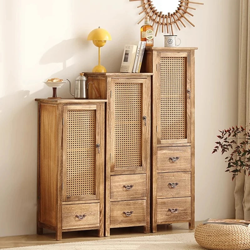 Antique Solid Wood Wine Cabinet with Doors Wall Mounted Entryway Display Shelf Multi-Compartment Dustproof Storage Furniture