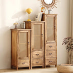 Antique Solid Wood Wine Cabinet with Doors Wall Mounted Entryway Display Shelf Multi-Compartment Dustproof Storage Furniture