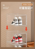 Large AJ Sneaker Organizer Box Thickened Transparent Shoe Box with Magnetic Closure Stackable Multi-Layer Shoe Storage Organizer
