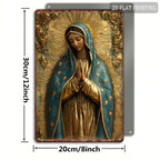 Guadalupe Virgin Mary Retro Spanish Plaque, Golden Halo & Stars, Bohemian Style