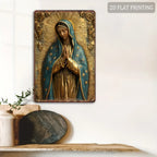 Guadalupe Virgin Mary Retro Spanish Plaque, Golden Halo & Stars, Bohemian Style