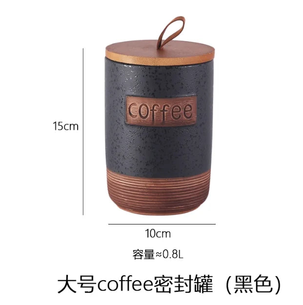 1pc Ceramic Coffee Bean Sealed Jar Dried Fruit/miscellaneous Grains/candies/snack Cans Storage Jar with Lid Household Goods