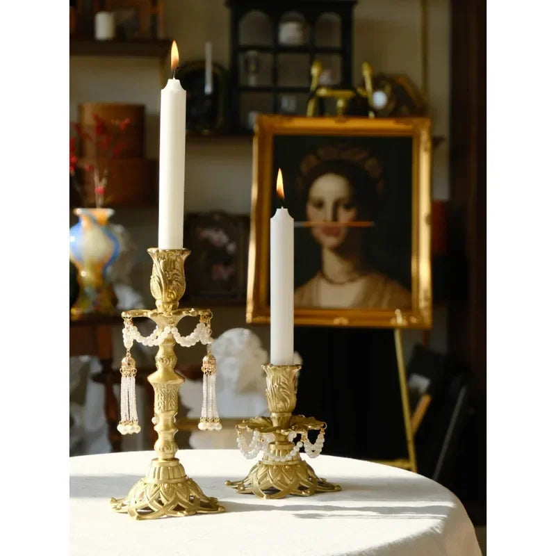 French Ornament, Jia'angli Brass Carving, American Antique Wax Candle Holder, Home Decoration, Classic Decor Piece