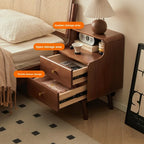 Solid Wood Bedside Table  Modern Small Nightstand with Rounded Corners Multi-Layer Storage Shelf Durable Eco-Friendly   Bedroom