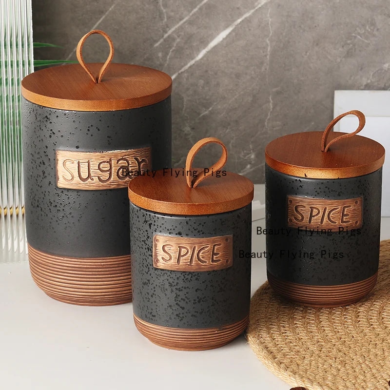 1pc Ceramic Coffee Bean Sealed Jar Dried Fruit/miscellaneous Grains/candies/snack Cans Storage Jar with Lid Household Goods