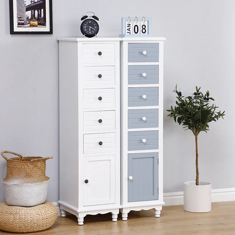 American Color Solid Wood Nightstand Small Size Seam Storage Cabinet Bedroom Drawer Type Narrow Cabinet Wood Chest Of Drawers