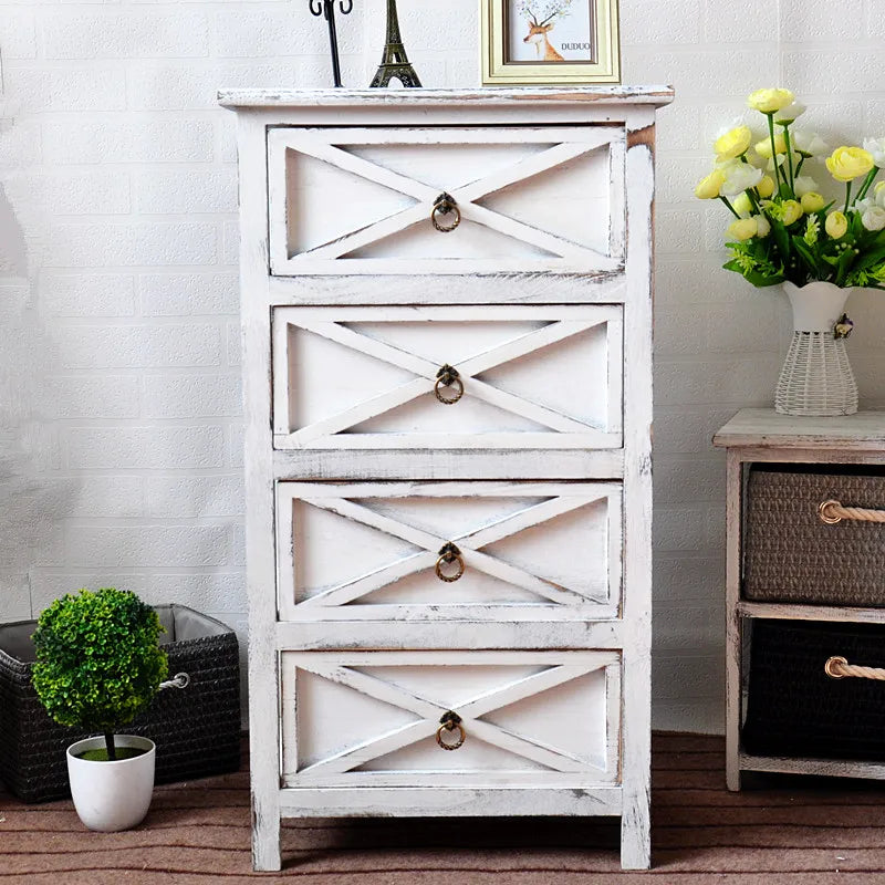American Bedside Table, Retro Simple Solid Wood Storage Cabinet, Drawer Type, Multi-Layer Wooden Cabinets, Chest of Drawers