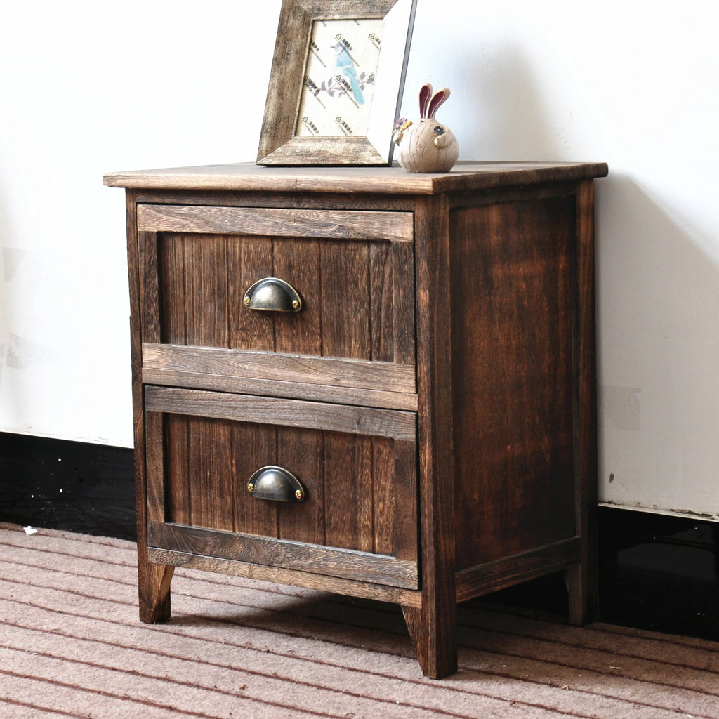 American Bedside Table, Retro Simple Solid Wood Storage Cabinet, Drawer Type, Multi-Layer Wooden Cabinets, Chest of Drawers