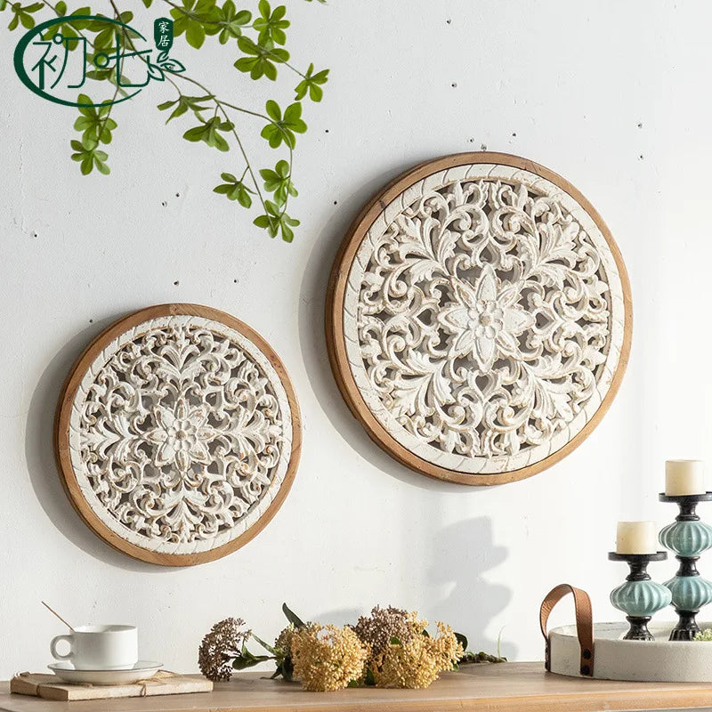 Handcrafted Rustic Wooden Wall Hanging Art - Distressed Hollow-Out Vintage Background Decor for Farmhouse Entryway Studio Home
