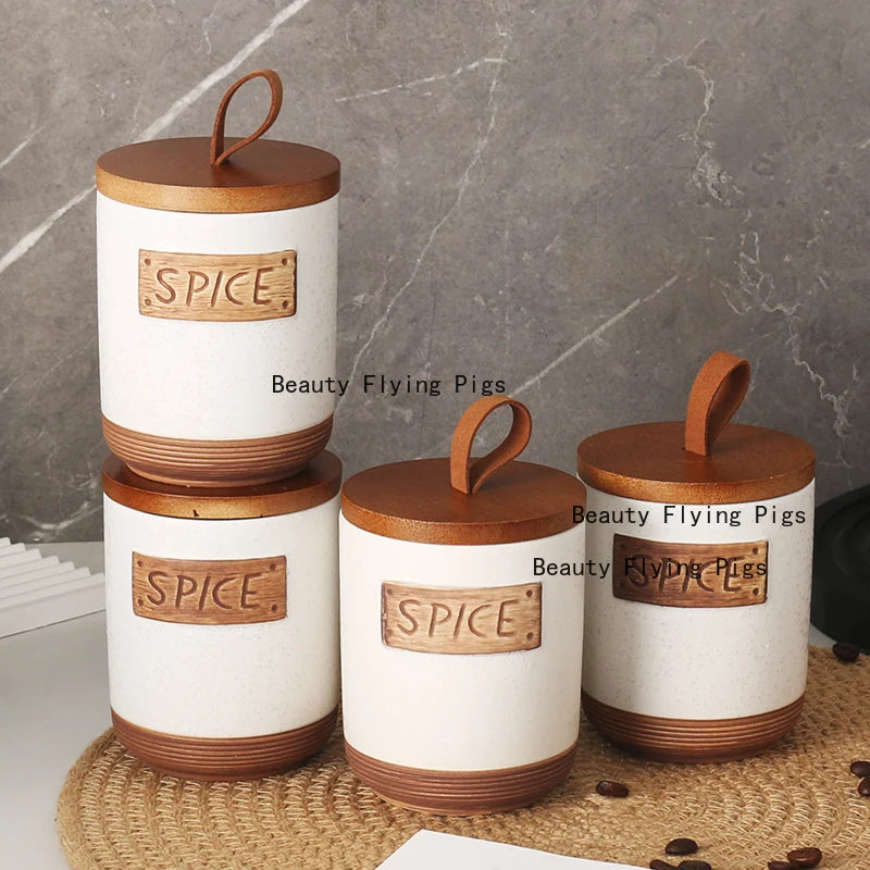 1pc Ceramic Coffee Bean Sealed Jar Dried Fruit/miscellaneous Grains/candies/snack Cans Storage Jar with Lid Household Goods