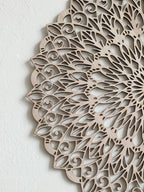 Wooden Mandala Art Wall Hanging Boho Chic Home Decorative White Hanging Wall Decor Crafts for Bedroom Living Room Study Room