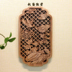 1 Pc Chinese Woodcarving Decorative Painting Meilan Bamboo Chrysanthemum Wood Carving Crafts Home Furnishing Decorations