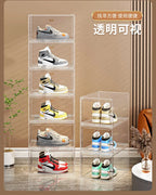 Large AJ Sneaker Organizer Box Thickened Transparent Shoe Box with Magnetic Closure Stackable Multi-Layer Shoe Storage Organizer