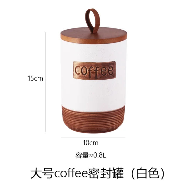 1pc Ceramic Coffee Bean Sealed Jar Dried Fruit/miscellaneous Grains/candies/snack Cans Storage Jar with Lid Household Goods