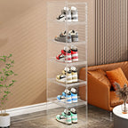 Large AJ Sneaker Organizer Box Thickened Transparent Shoe Box with Magnetic Closure Stackable Multi-Layer Shoe Storage Organizer
