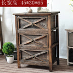 American Bedside Table, Retro Simple Solid Wood Storage Cabinet, Drawer Type, Multi-Layer Wooden Cabinets, Chest of Drawers