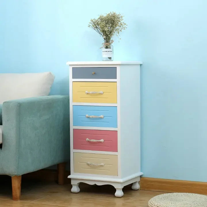 American Color Solid Wood Nightstand Small Size Seam Storage Cabinet Bedroom Drawer Type Narrow Cabinet Wood Chest Of Drawers