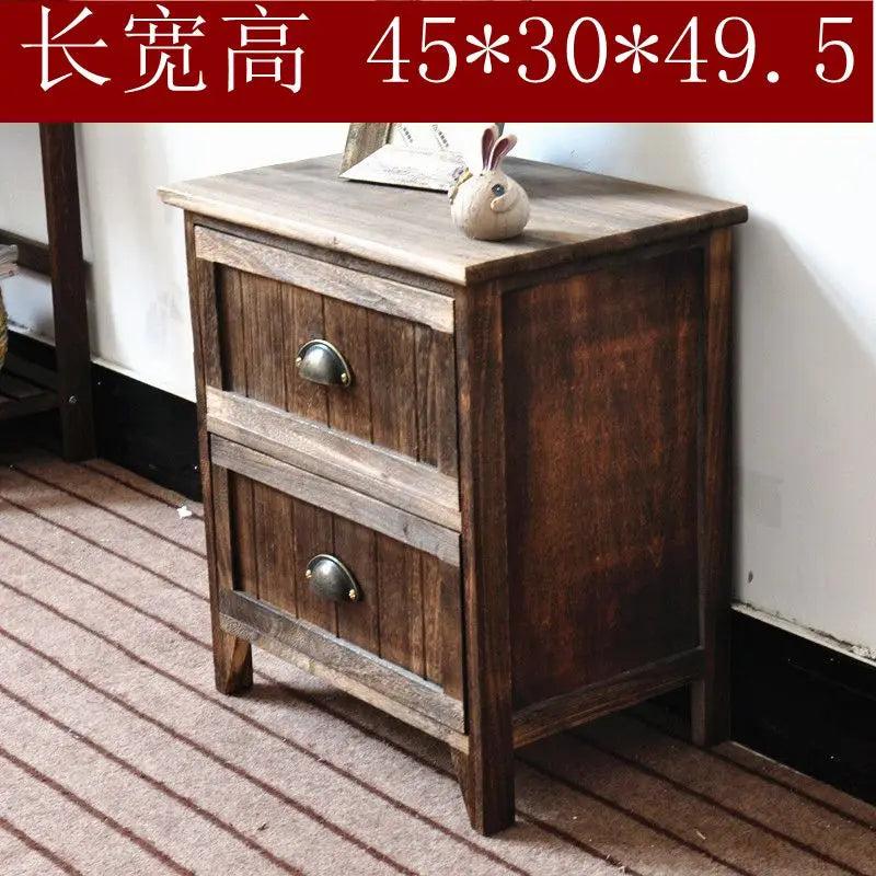 American Bedside Table, Retro Simple Solid Wood Storage Cabinet, Drawer Type, Multi-Layer Wooden Cabinets, Chest of Drawers