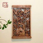 1 Pc Chinese Woodcarving Decorative Painting Meilan Bamboo Chrysanthemum Wood Carving Crafts Home Furnishing Decorations