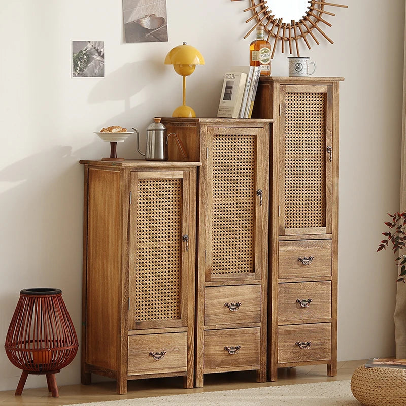 Antique Solid Wood Wine Cabinet with Doors Wall Mounted Entryway Display Shelf Multi-Compartment Dustproof Storage Furniture