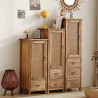 Antique Solid Wood Wine Cabinet with Doors Wall Mounted Entryway Display Shelf Multi-Compartment Dustproof Storage Furniture