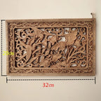 1pc Rectangular Wood Carving Crafts Solid Wood Hollow Lotus Flower Decal Living Room Decoration Chinese Style Home Accessories