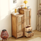 Antique Solid Wood Wine Cabinet with Doors Wall Mounted Entryway Display Shelf Multi-Compartment Dustproof Storage Furniture